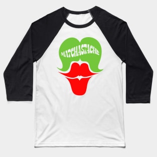 Matchastache Matcha green tea green mustache and red lips Baseball T-Shirt